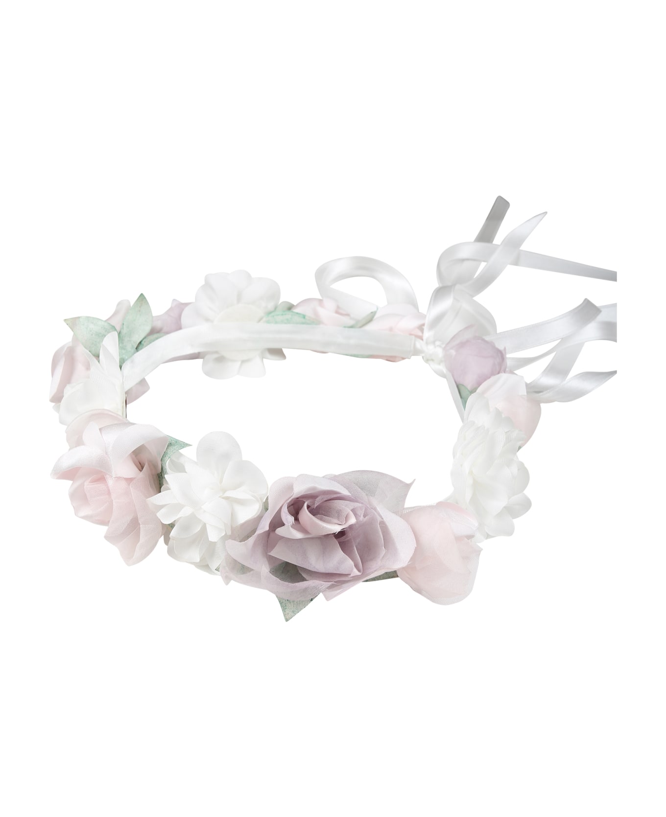 Monnalisa Pink Headband For Girl With Roses - Pink