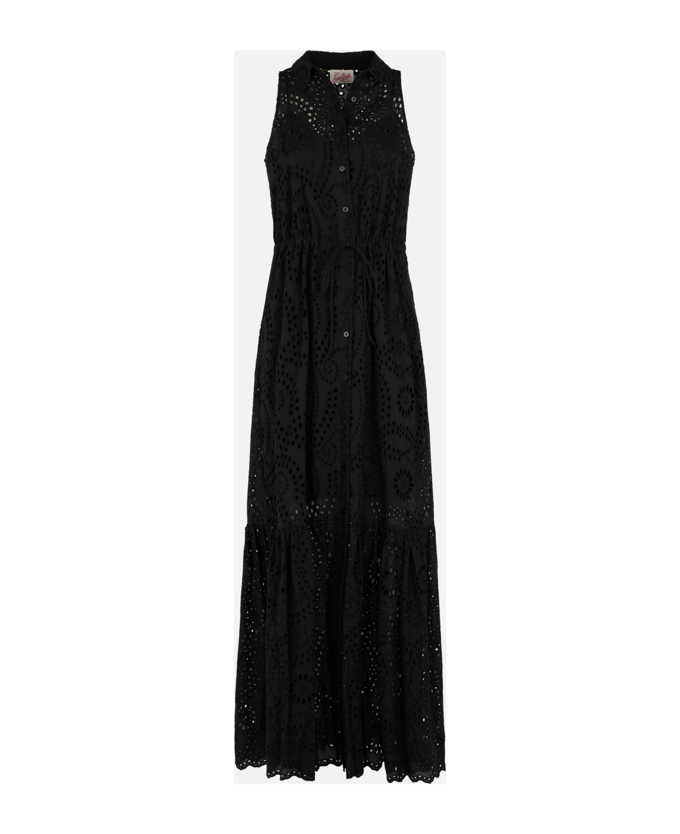 MC2 Saint Barth Woman Black Sangallo Lace Halterneck Dress - BLACK
