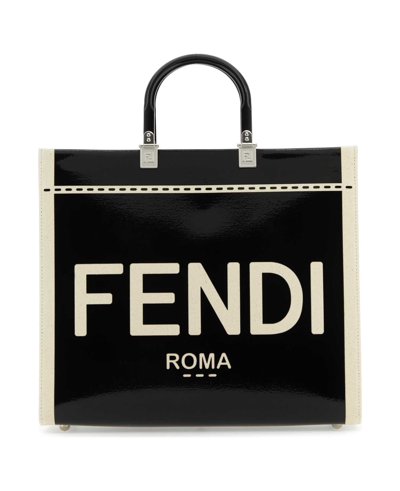 Fendi Two-tone Canvas Medium Sunshine Shopping Bag - BLACK トートバッグ