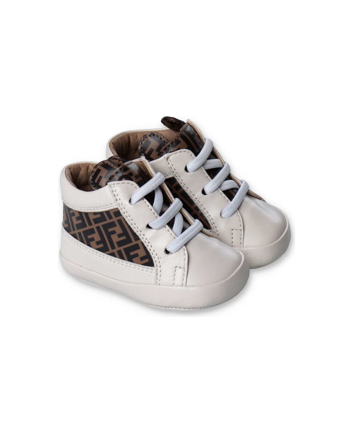 Fendi Babbucce Prewalker Beige In Pelle Baby Boy - Beige