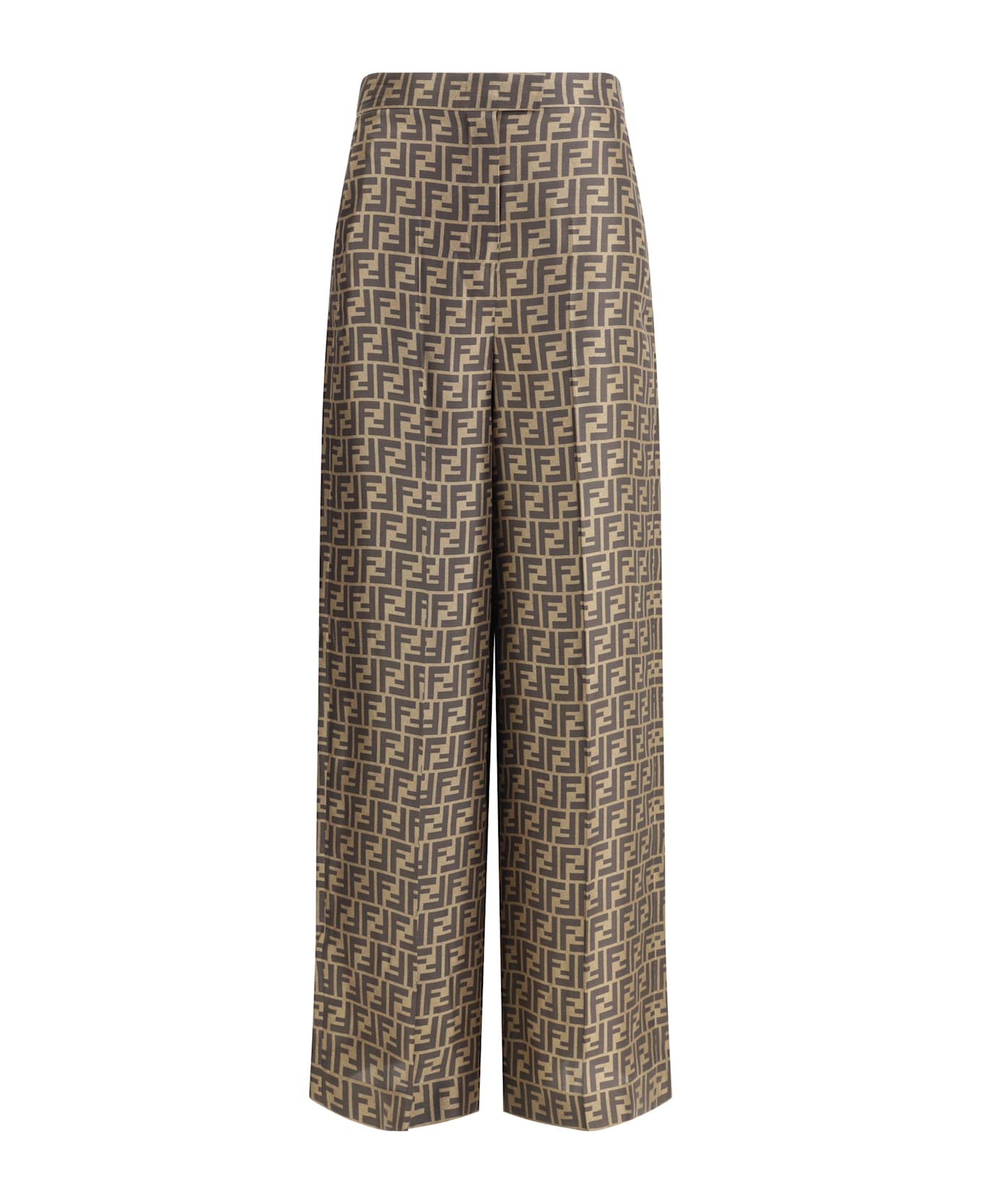 Fendi Monogram Pattern Silk Pants