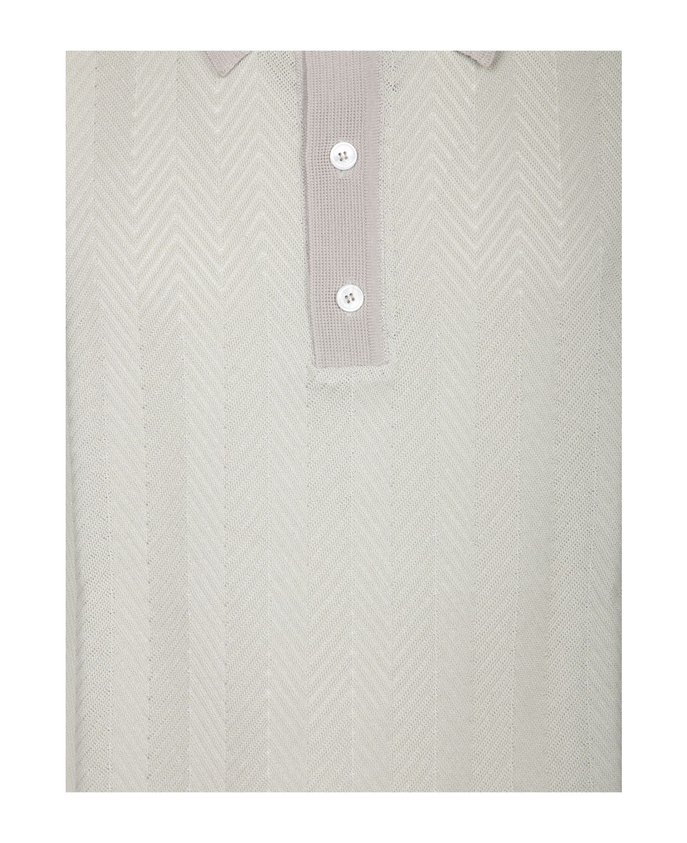 Missoni Tonal Zigzag Beige Polo Shirt - Beige