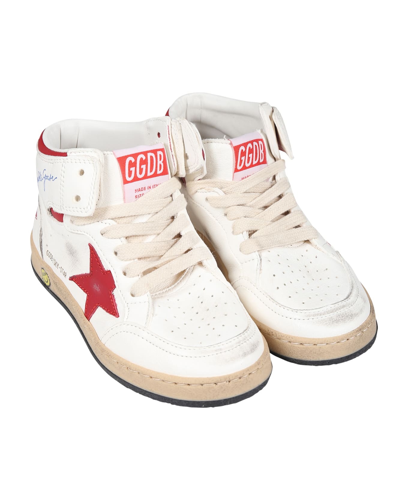 Golden Goose White Sky Star Sneakers For Kids With Star - White