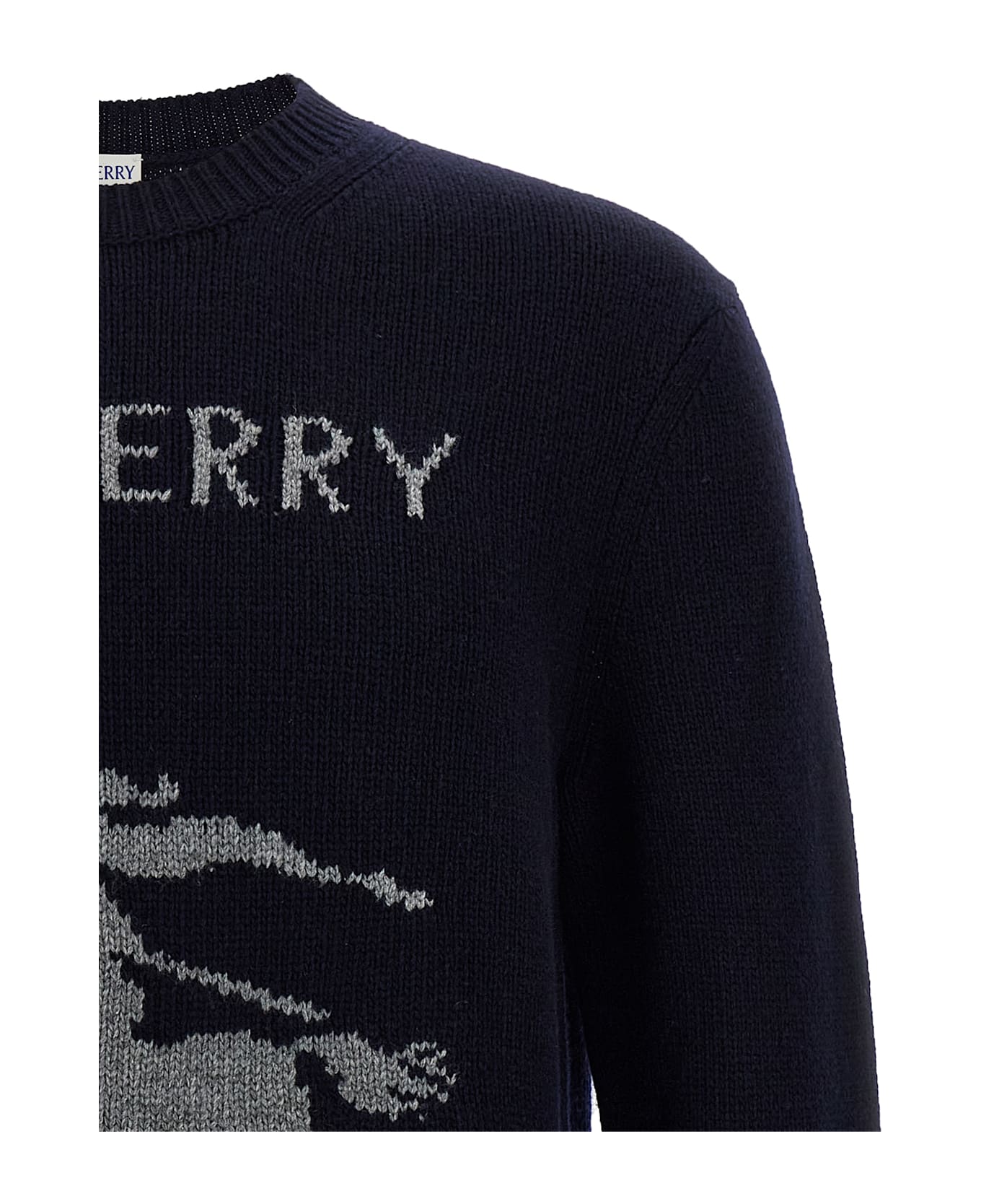 Burberry Logo Intarsia Sweater - Blue