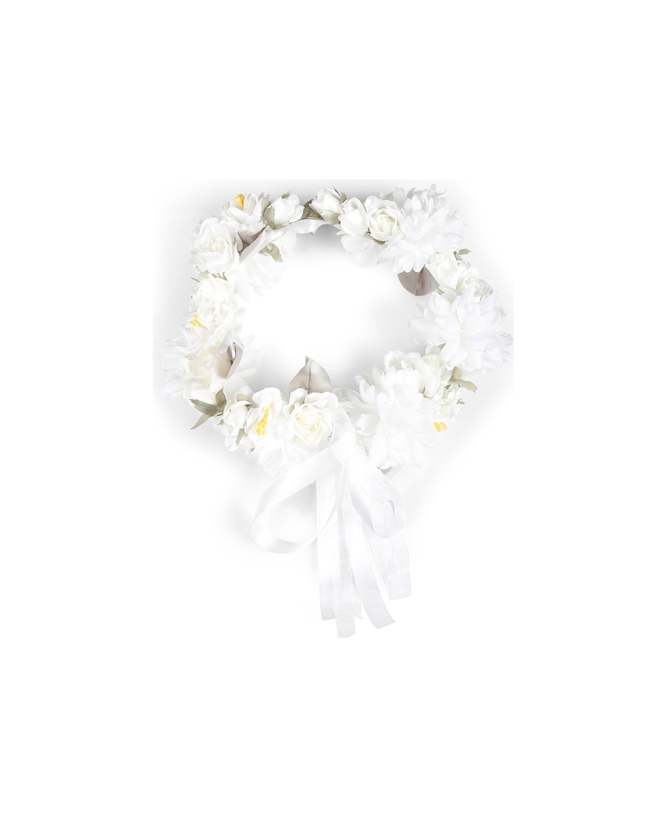 Monnalisa White Headband For Girl With Roses - White