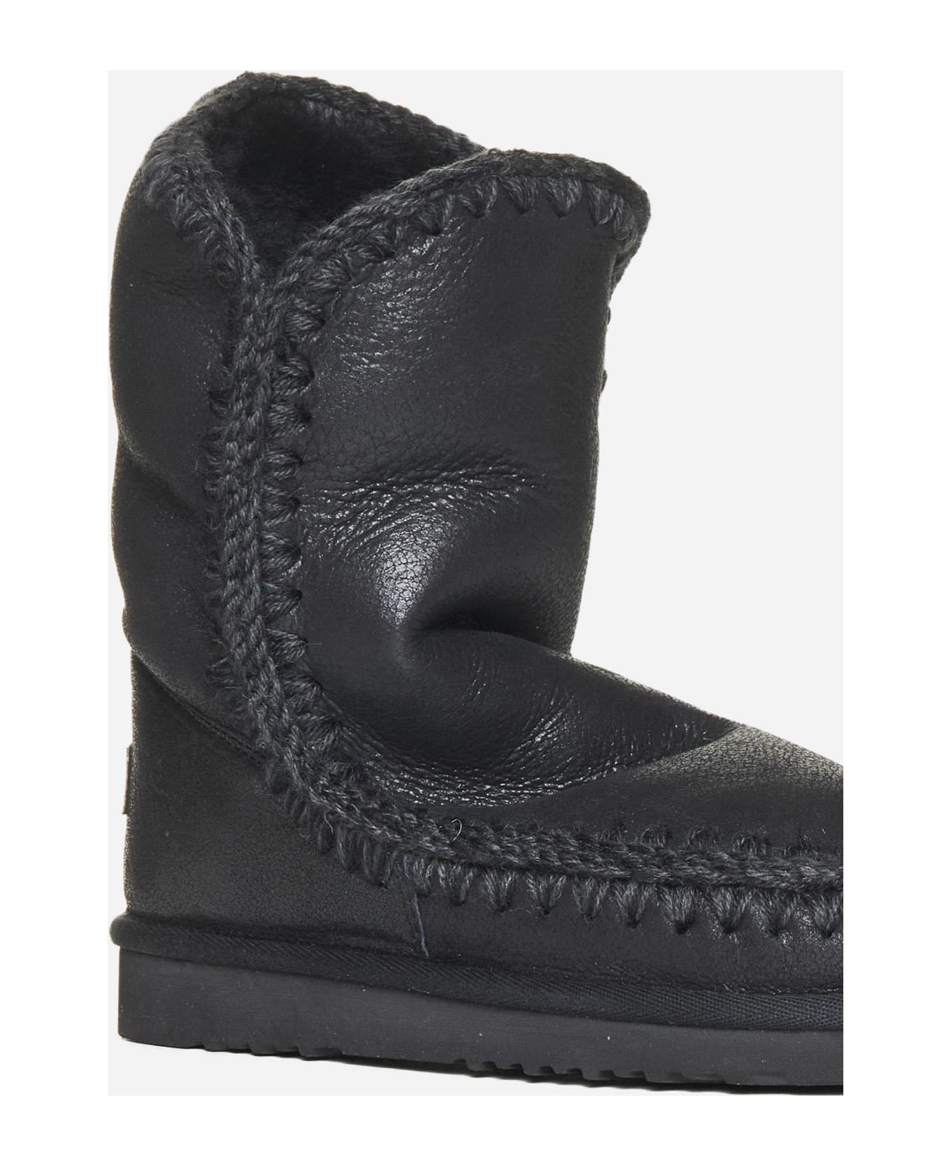 Mou Eskimo Leather And Shearling Ankle Boots - Black