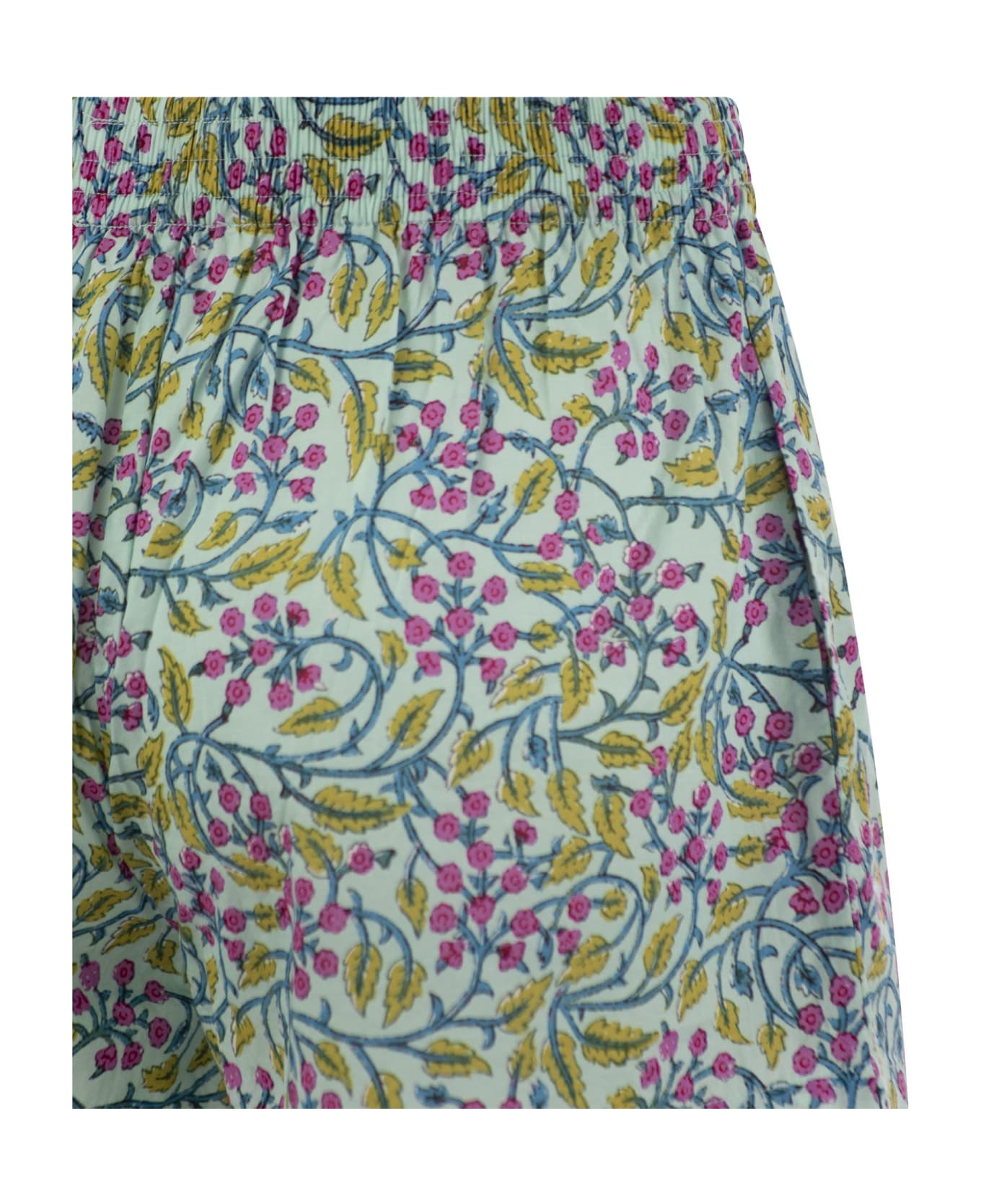 MC2 Saint Barth Meave - Cotton Shorts With Floral Pattern - Water Green