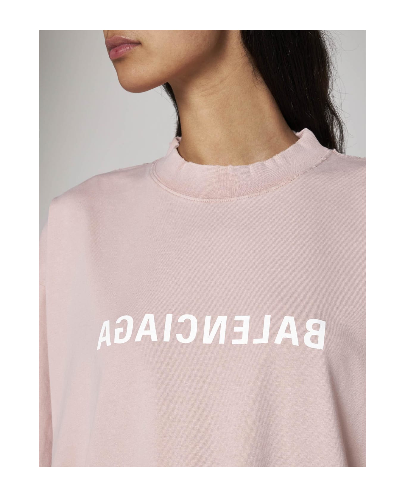 Balenciaga Logo Cotton T-shirt - Pink Tシャツ