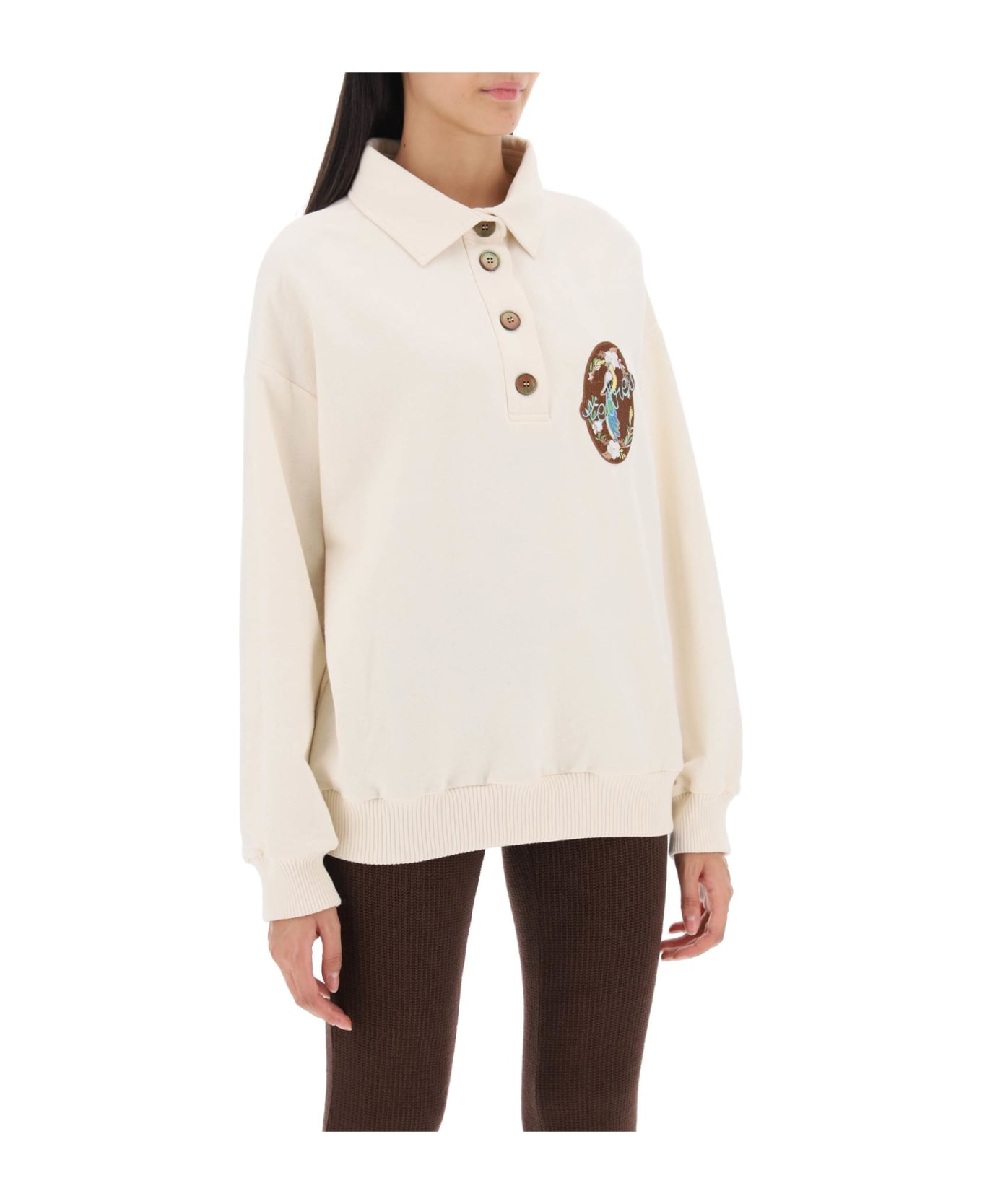 SIEDRES Tany Sweatshirt With Embroidered Patch - ECRU (White)