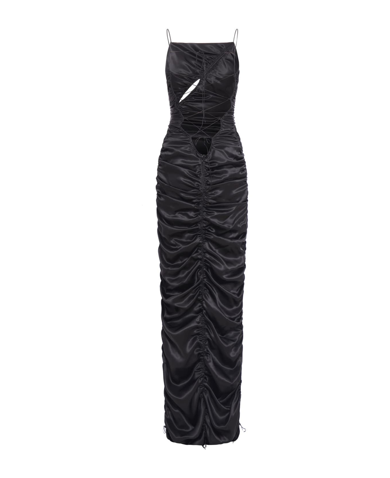 Del Core Draped Dress With Drawstring Detail - Black