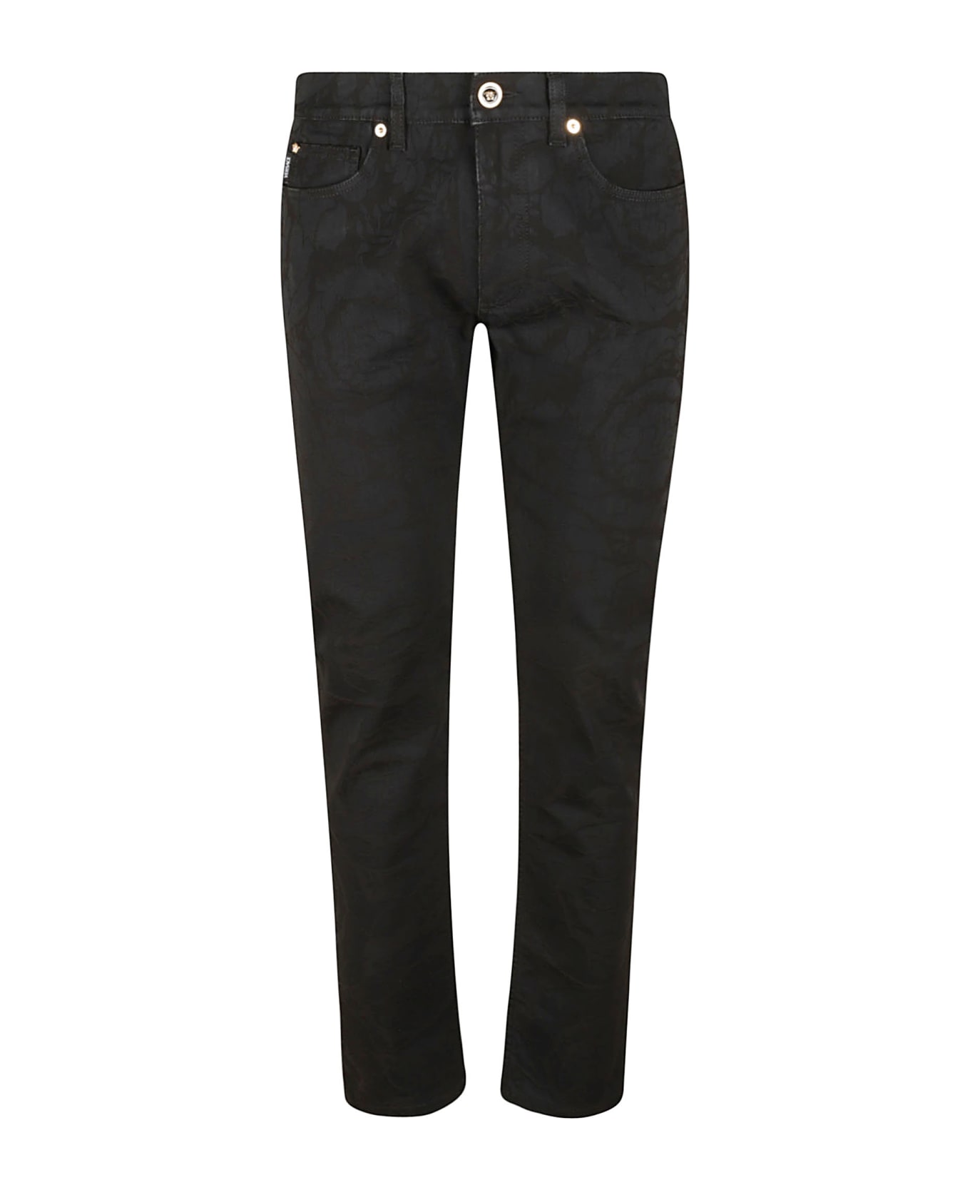 Versace Taylor Fit Solid Jacquard Jeans - Black