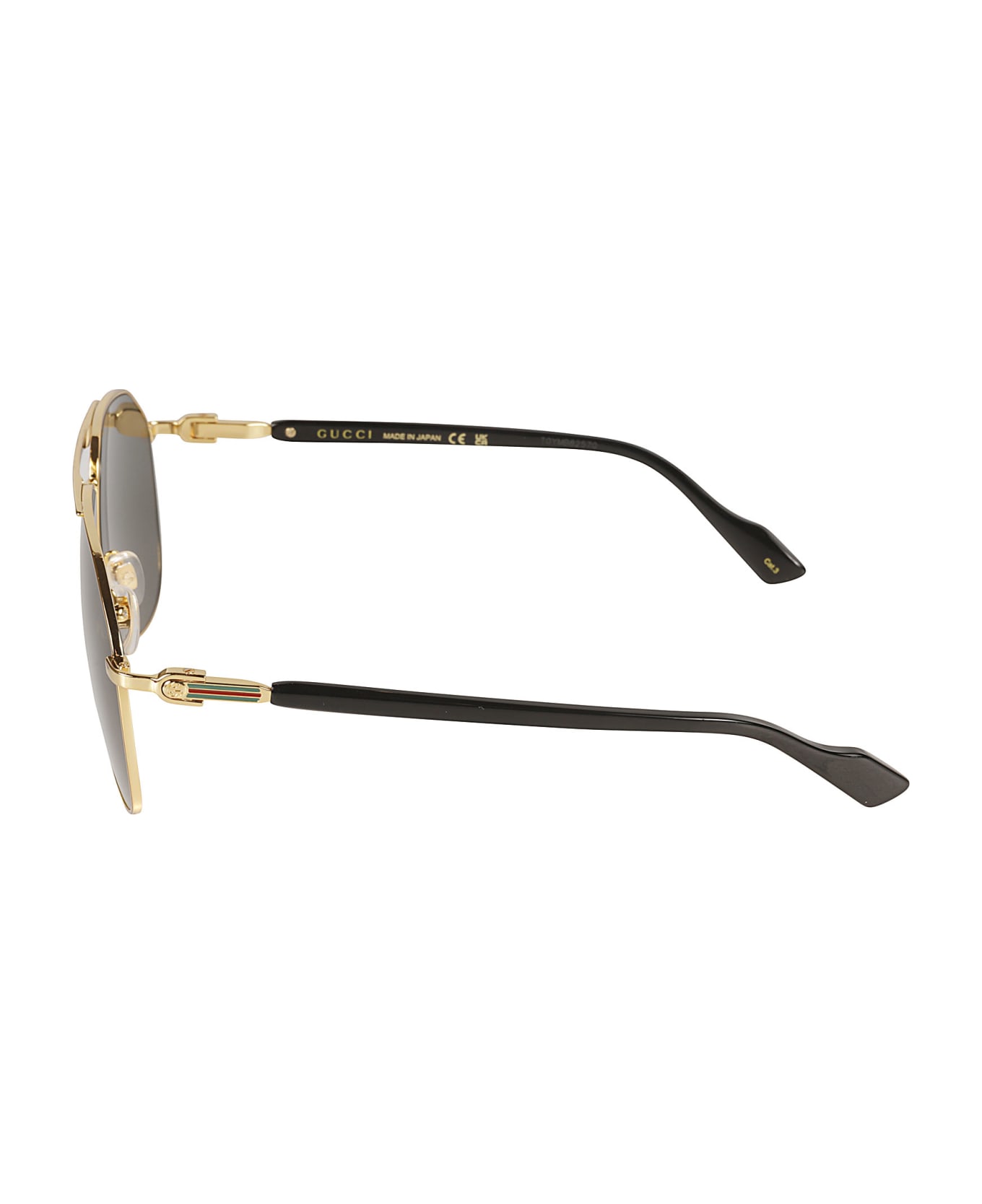 Gucci Eyewear Logo Plaque Pilot-frame Sunglasses - Gold/Grey
