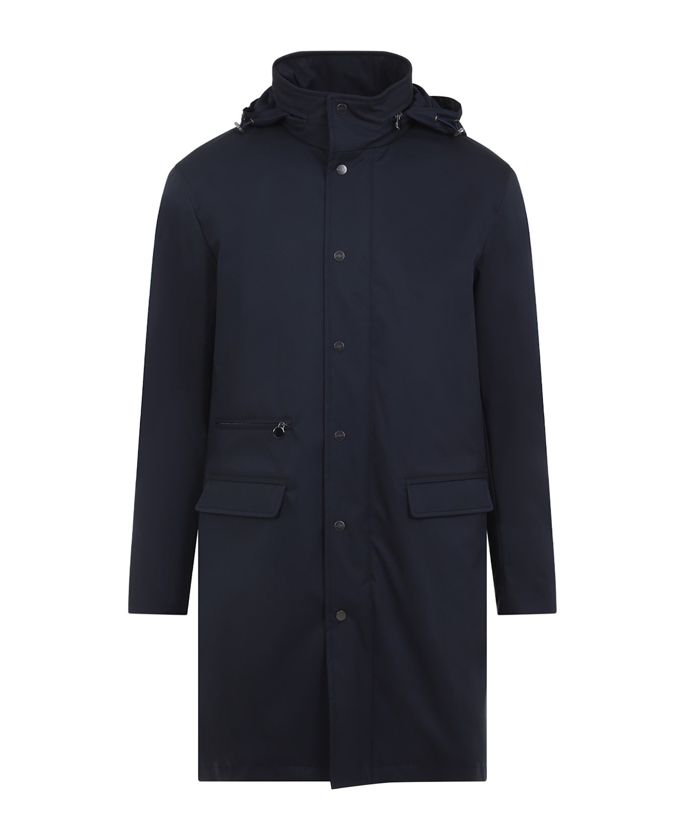 Kiton Polyester Coat - Navy Blue