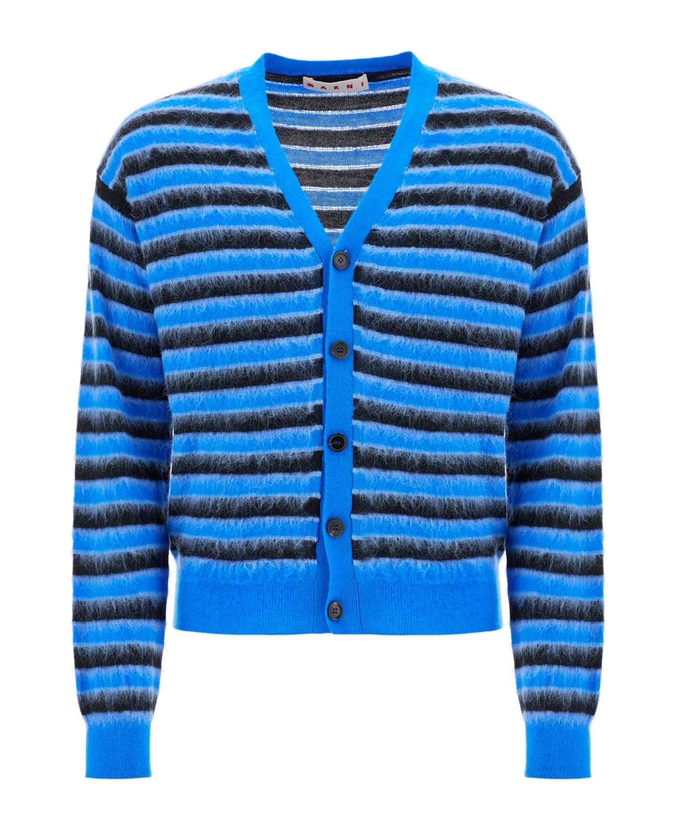 Marni Blue And Black Wool Knitwear - Mazarine Blue