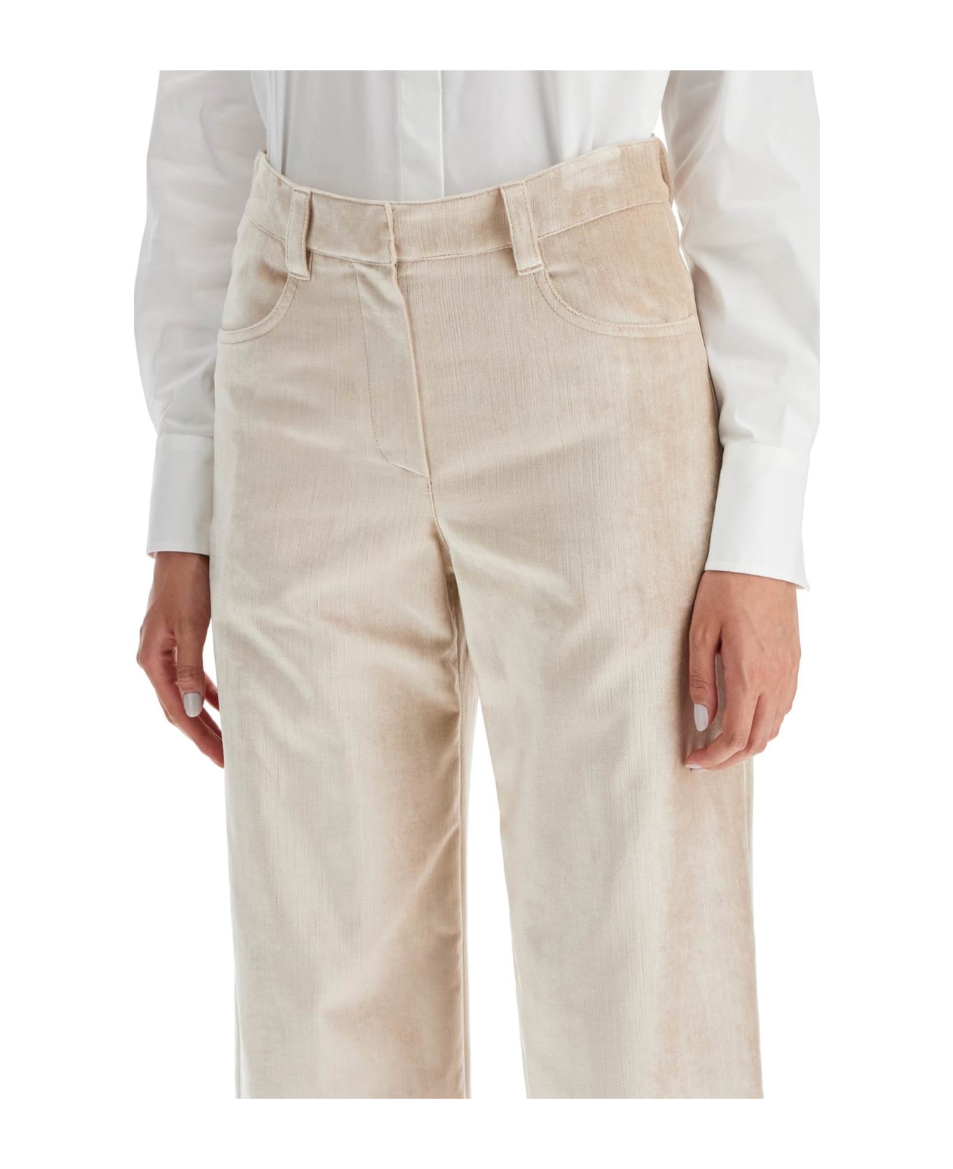 Brunello Cucinelli Velvet Pants For A Stylish Look. - Beige