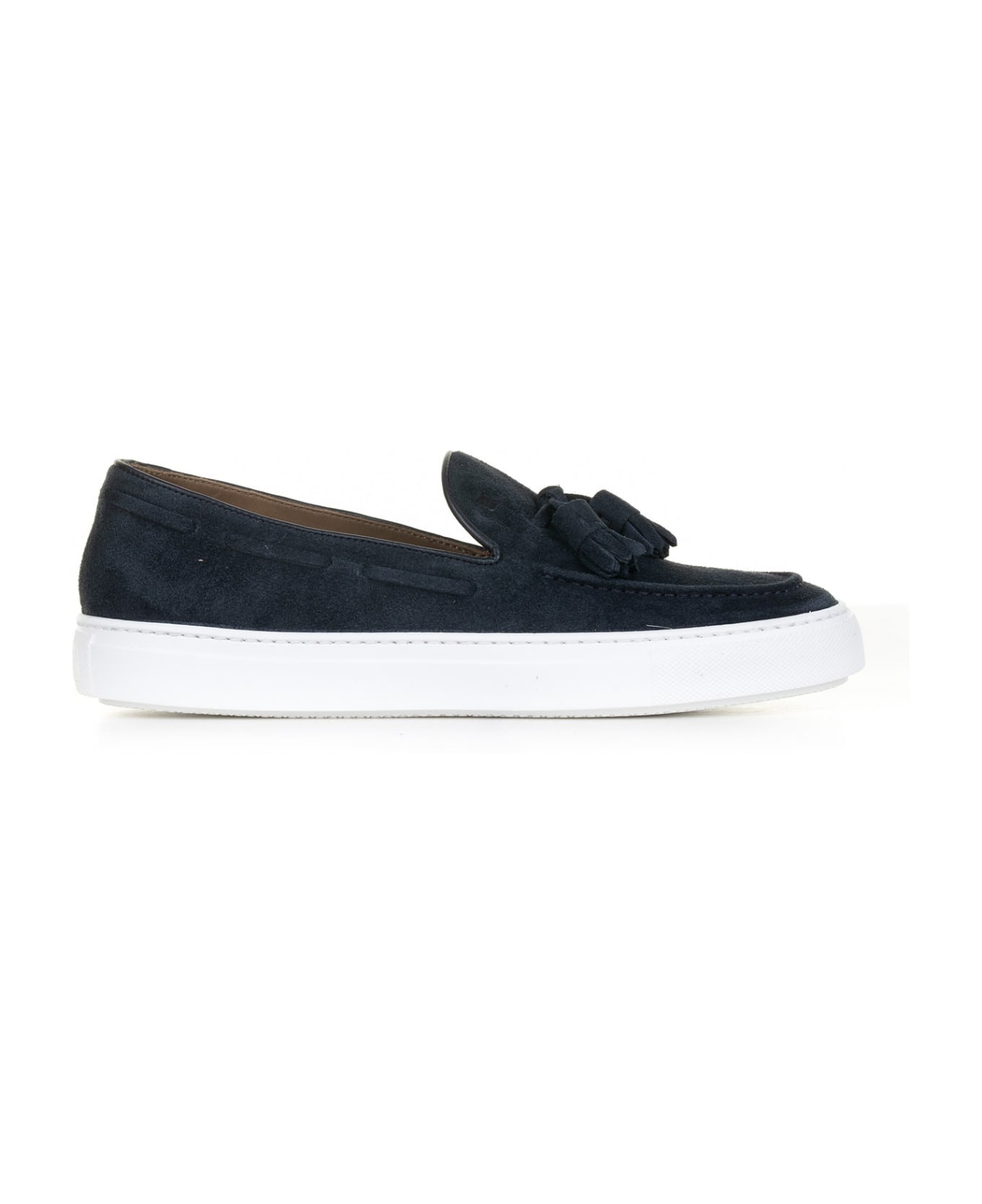 Fratelli Rossetti One Moccasin In Blue Suede And Rubber Sole - Blu
