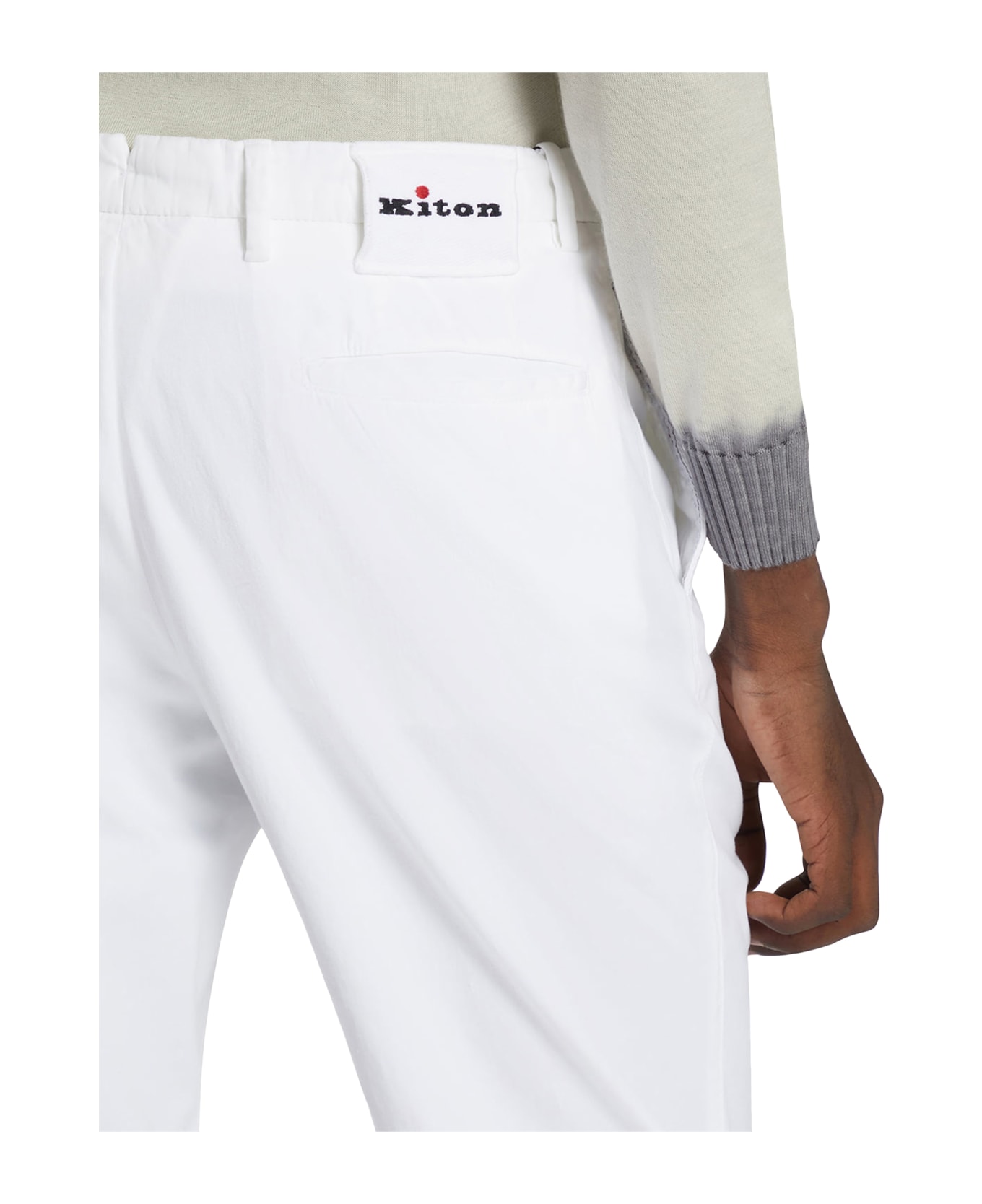Kiton Trousers Cotton - OPTICAL WHITE