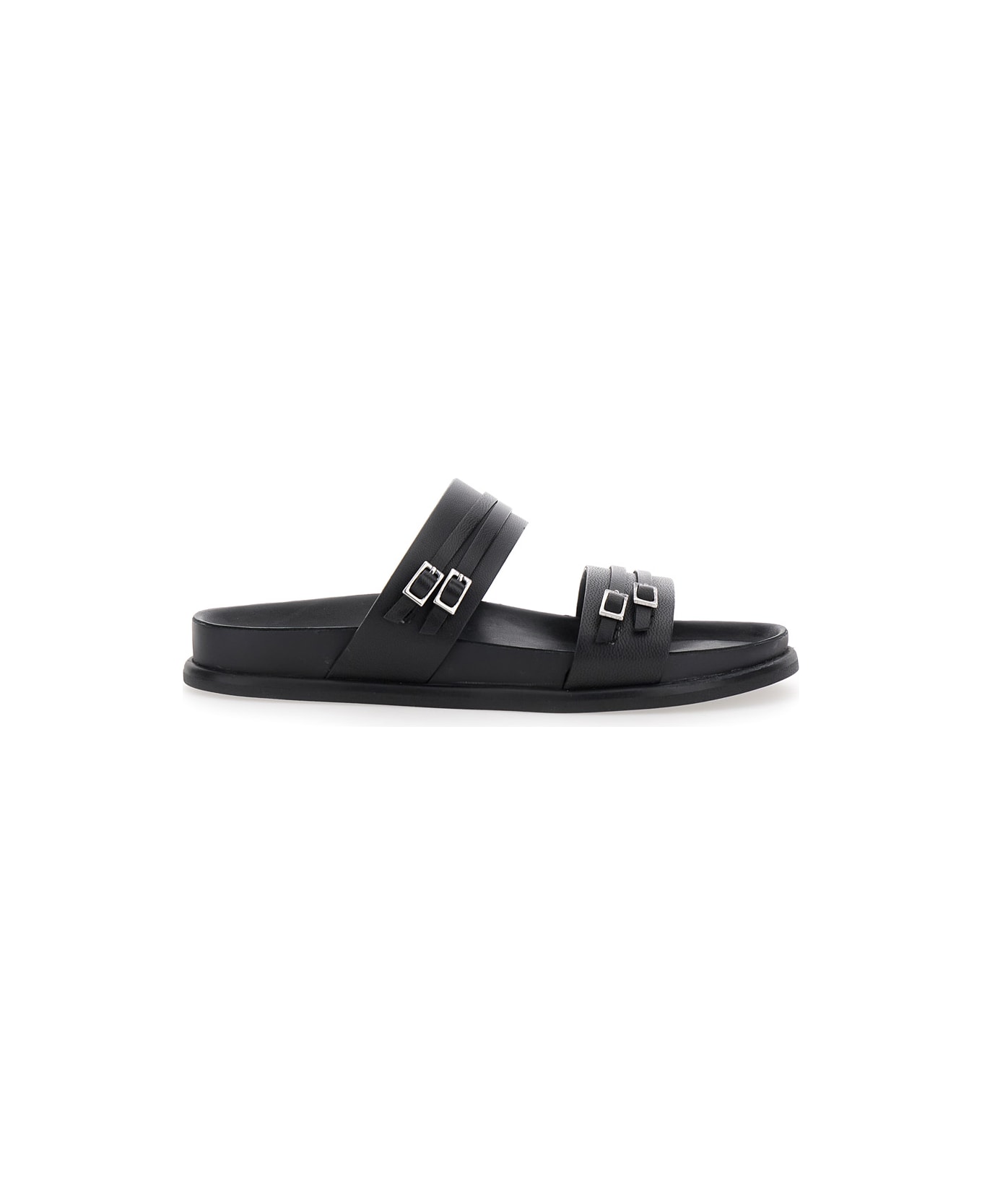 Vagabond 'effie' Black Sandals With Two Buckle Closure In Leather Woman - Black