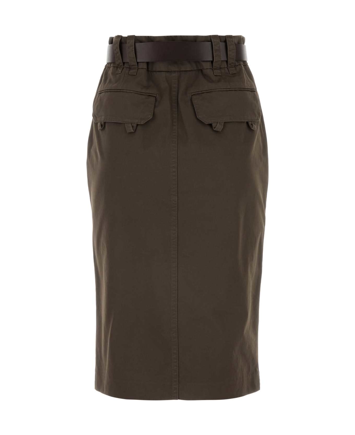 Saint Laurent Brown Cotton Skirt - DARKBROWN