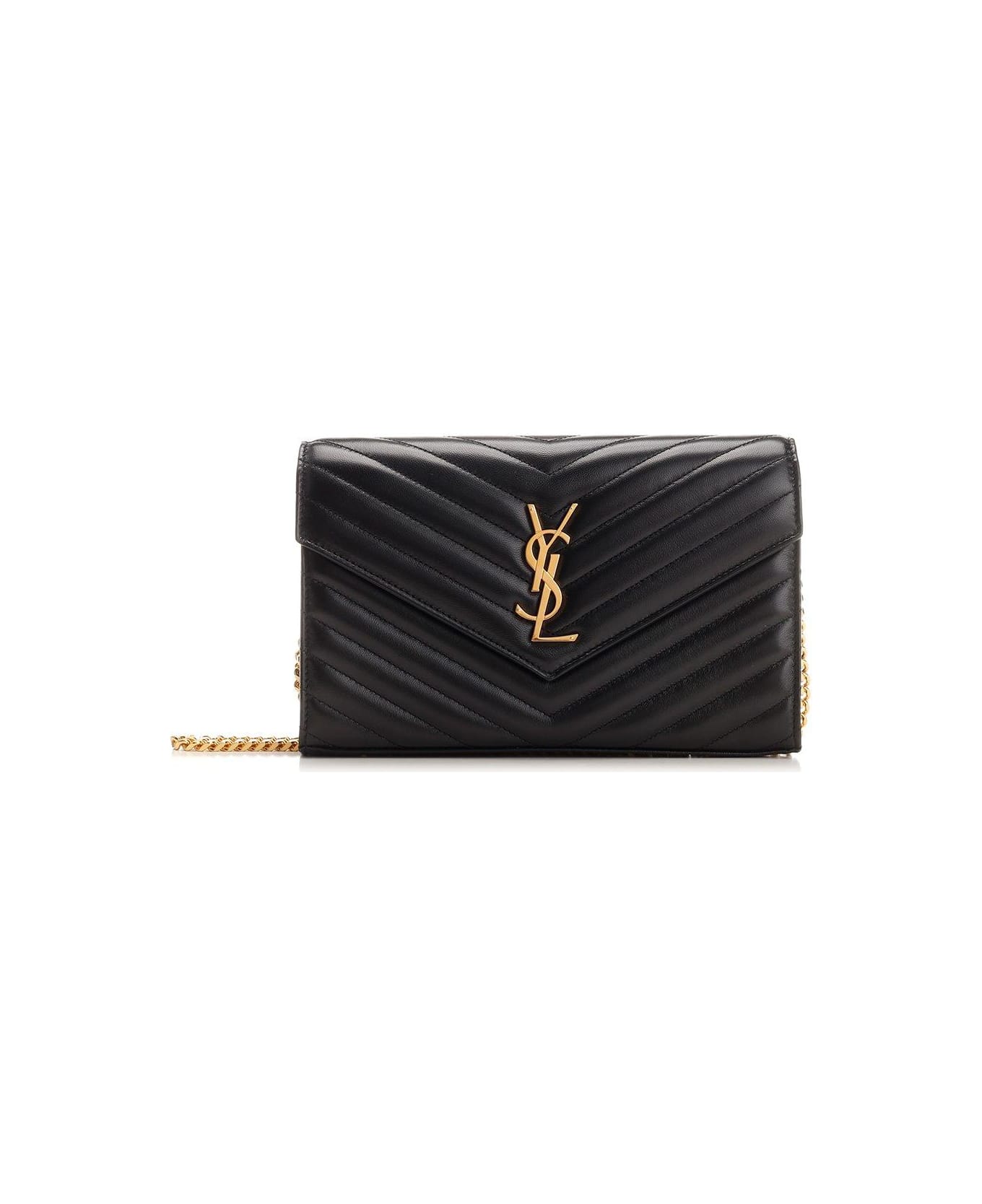 Saint Laurent Cassandre Matelass Hain Wallet - NERO