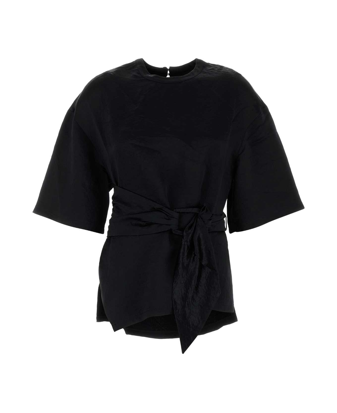 Nanushka Black Satin Besia T-shirt - BLACK