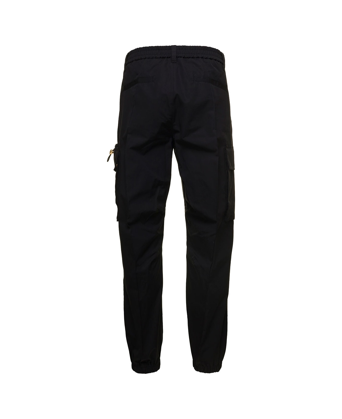 Versace Black Cargo Pants With Drawstring In Cotton Woman - Black