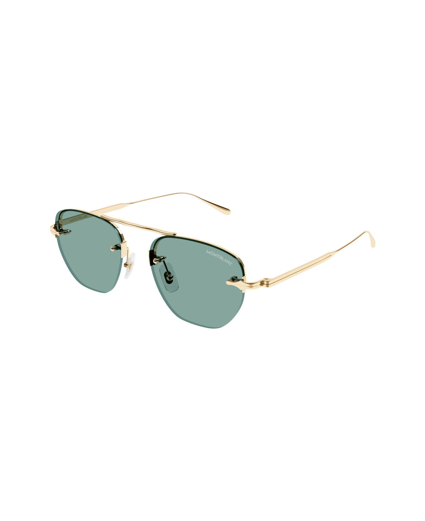 Montblanc Mb0404s Linea Nib 003 Gold Green Sunglasses - Oro