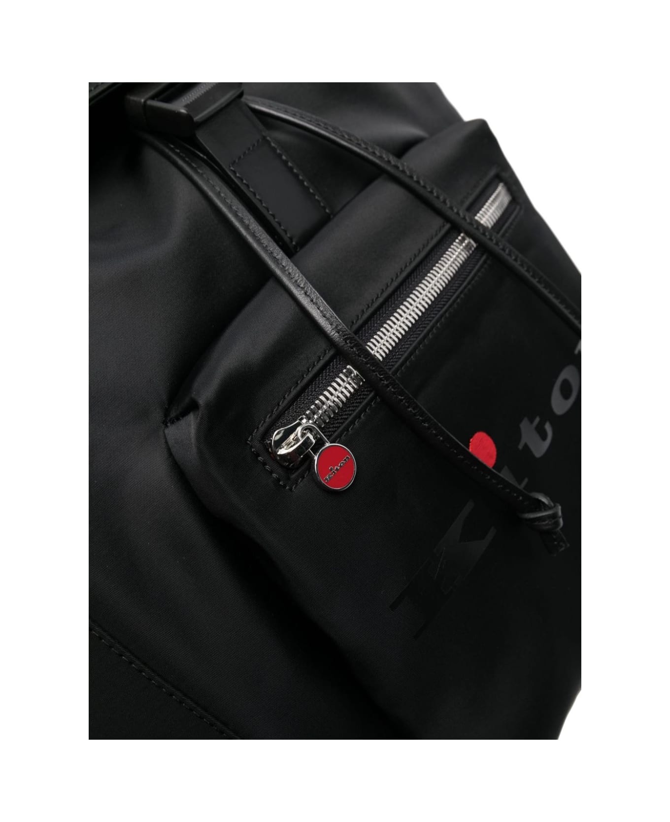 Kiton Black Canvas Backpack With Logo - Nero