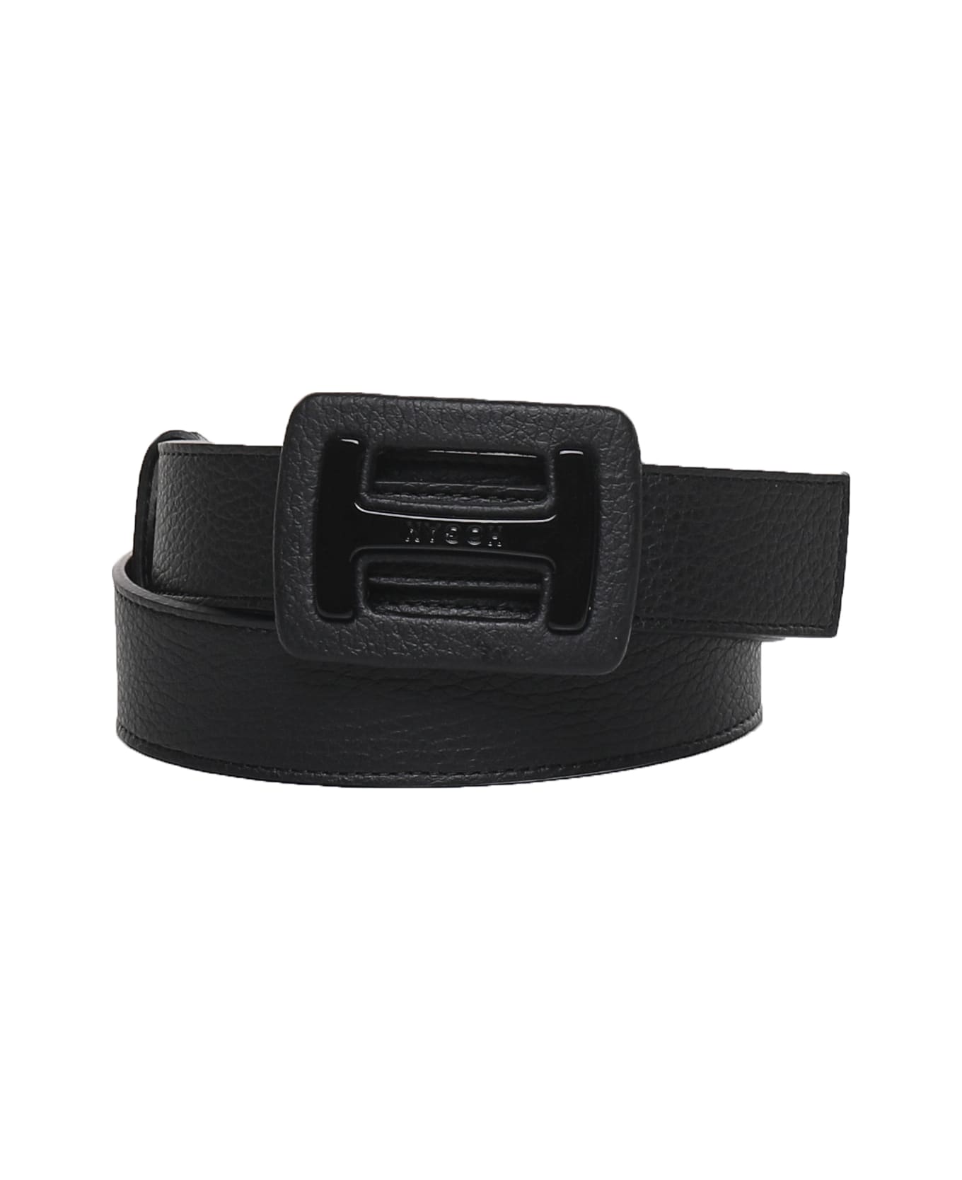 Hogan Leather Belt With Rectangular Buckle - Black