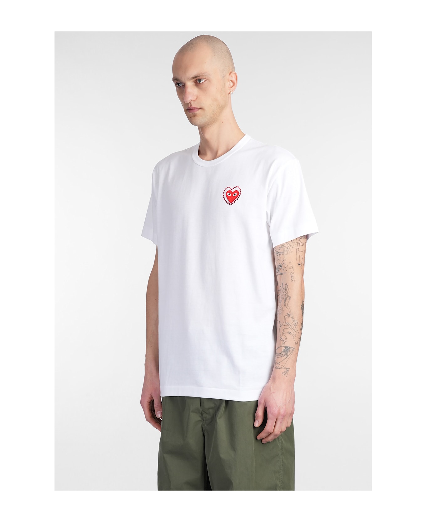 Comme des Garçons Play T-shirt In White Cotton - white