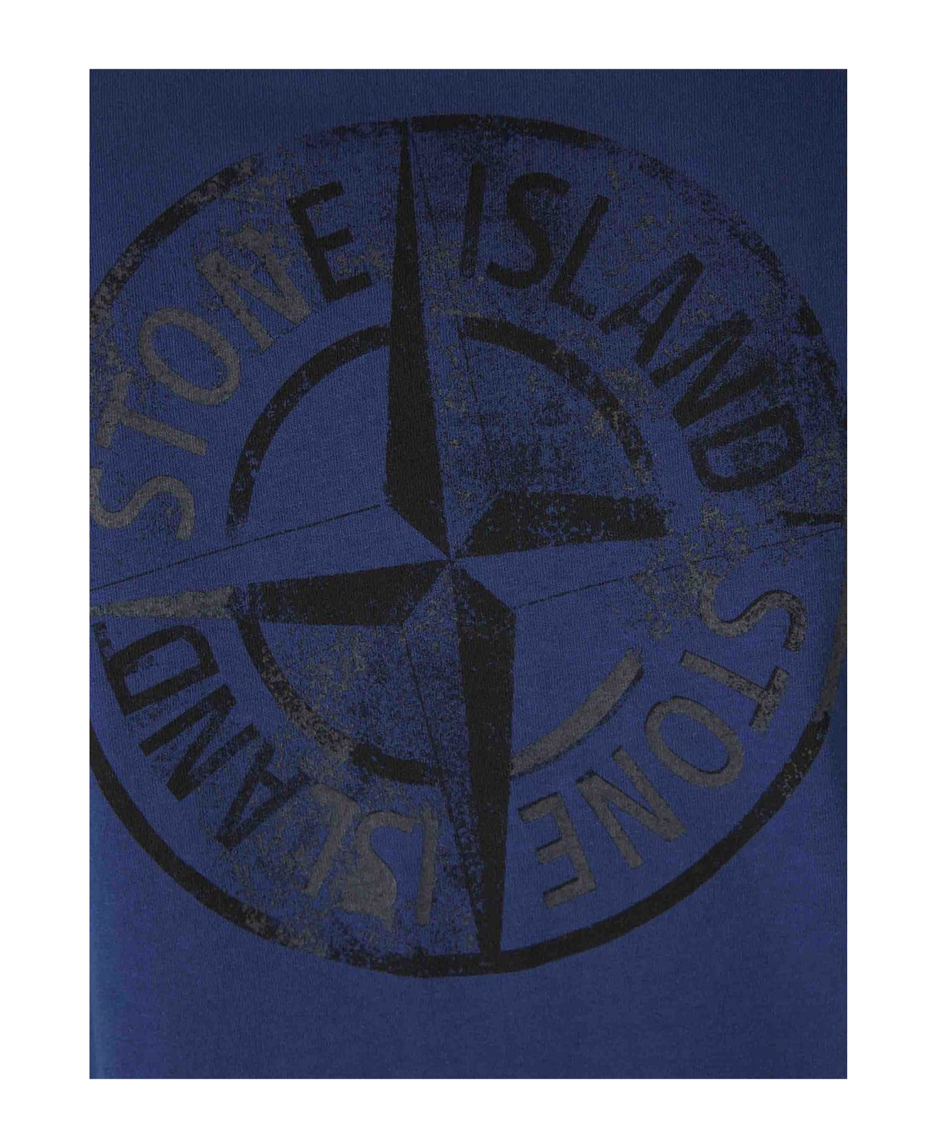 Stone Island Compass-printed Crewneck T-shirt - Blu
