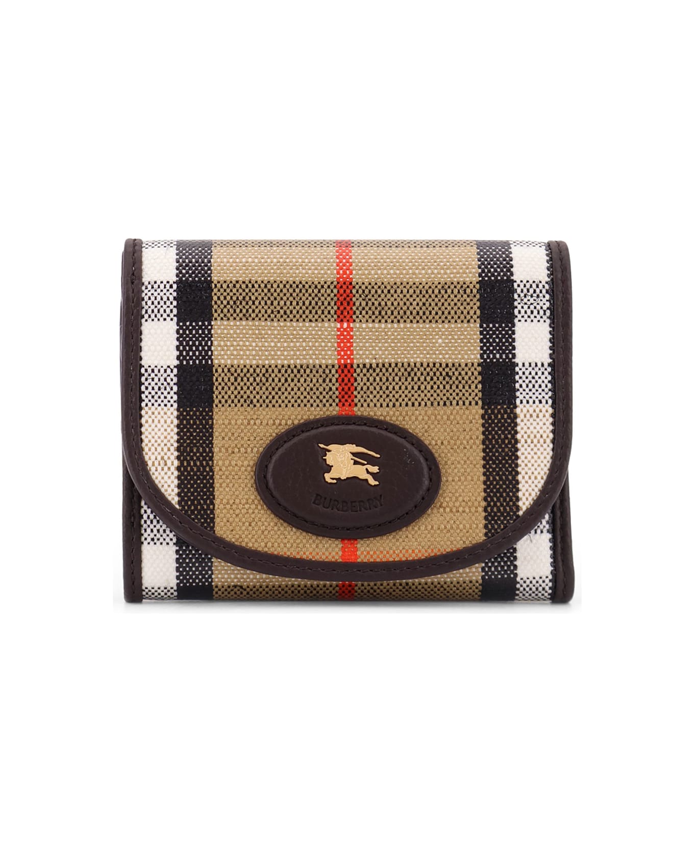 Burberry Highlands Compact Wallet With Leather Inserts - SAND