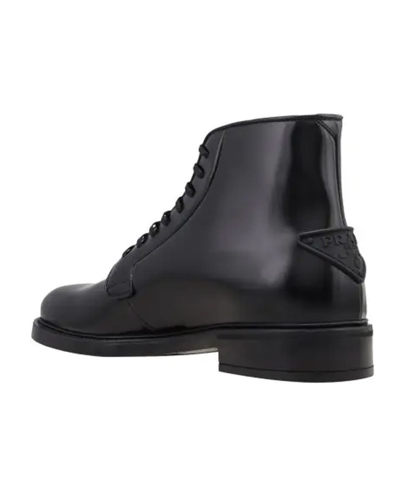 Prada Leather Lace-up Boots - Black