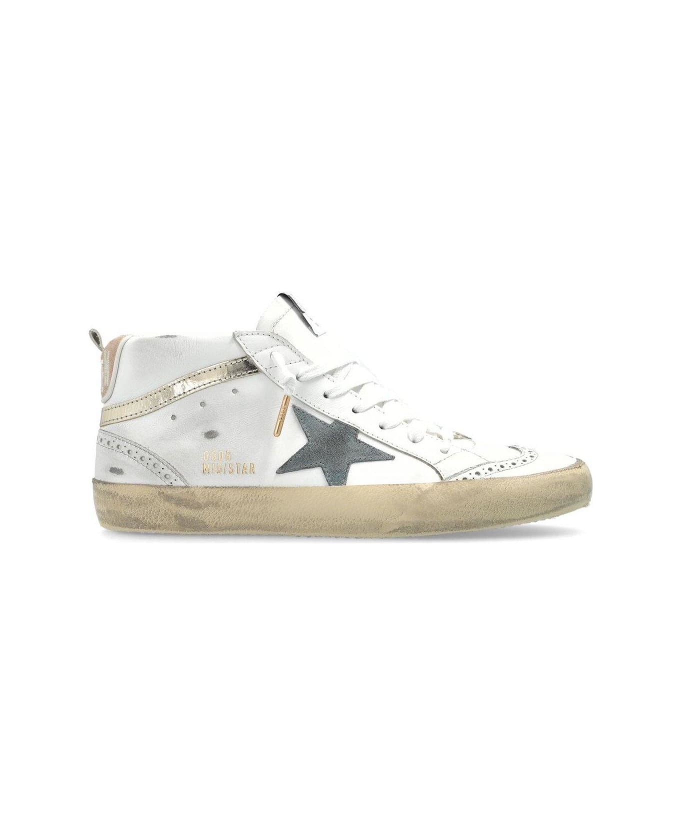 Golden Goose Mid Star Lace-up Sneakers - WHITE/LIGHT BLUE/PINK/PLATINUM (White)
