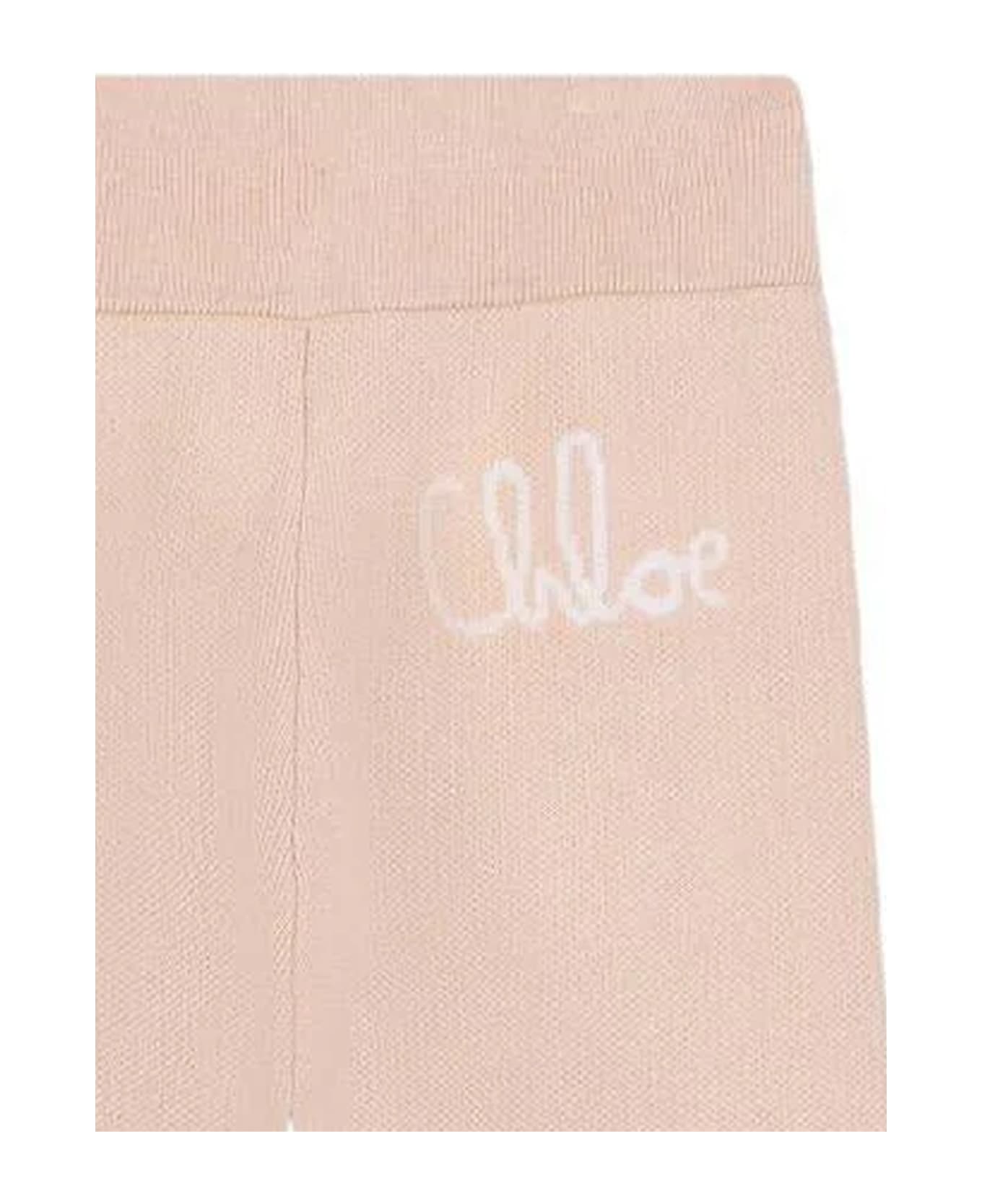 Chloé Beige Trousers For Girl With Logo - Beige