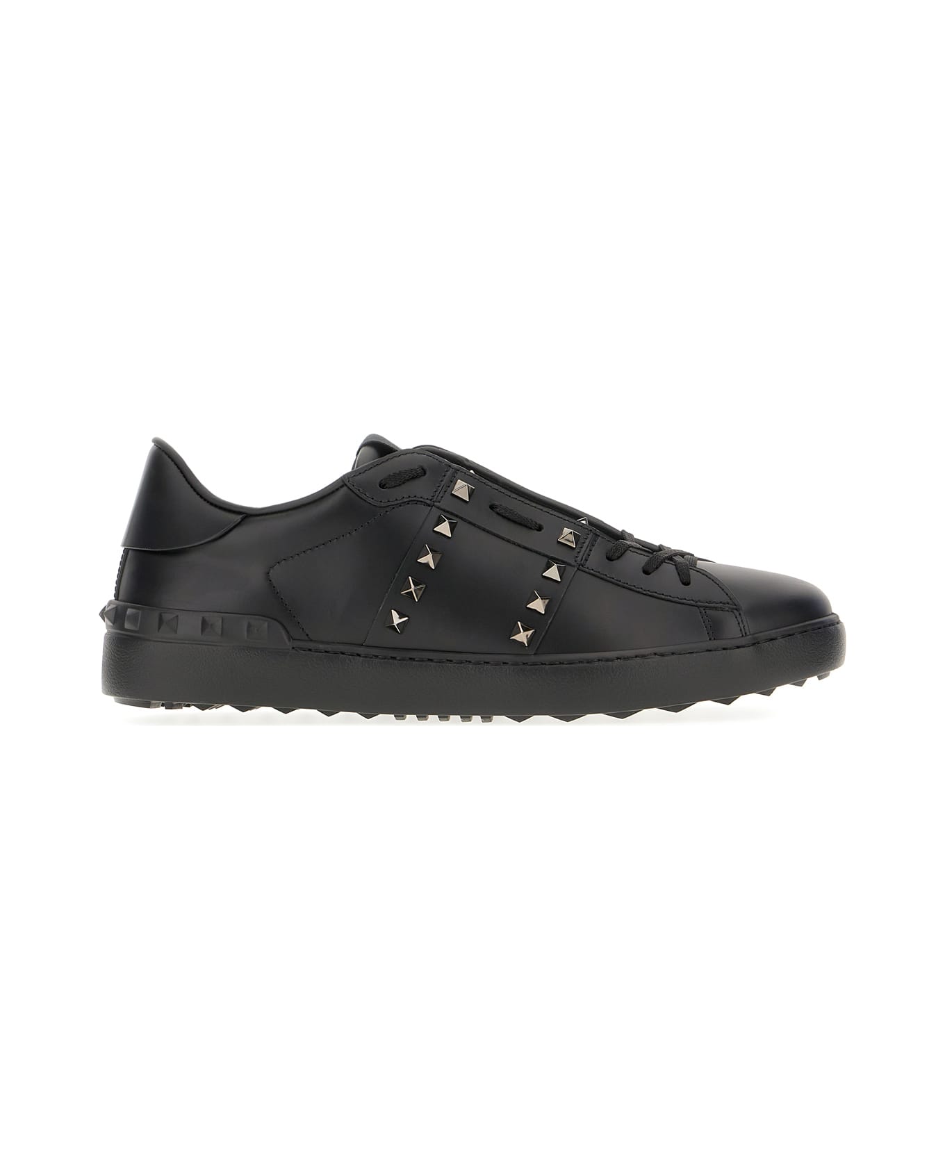Valentino Garavani Black Leather Rockstud Sneakers - Nero