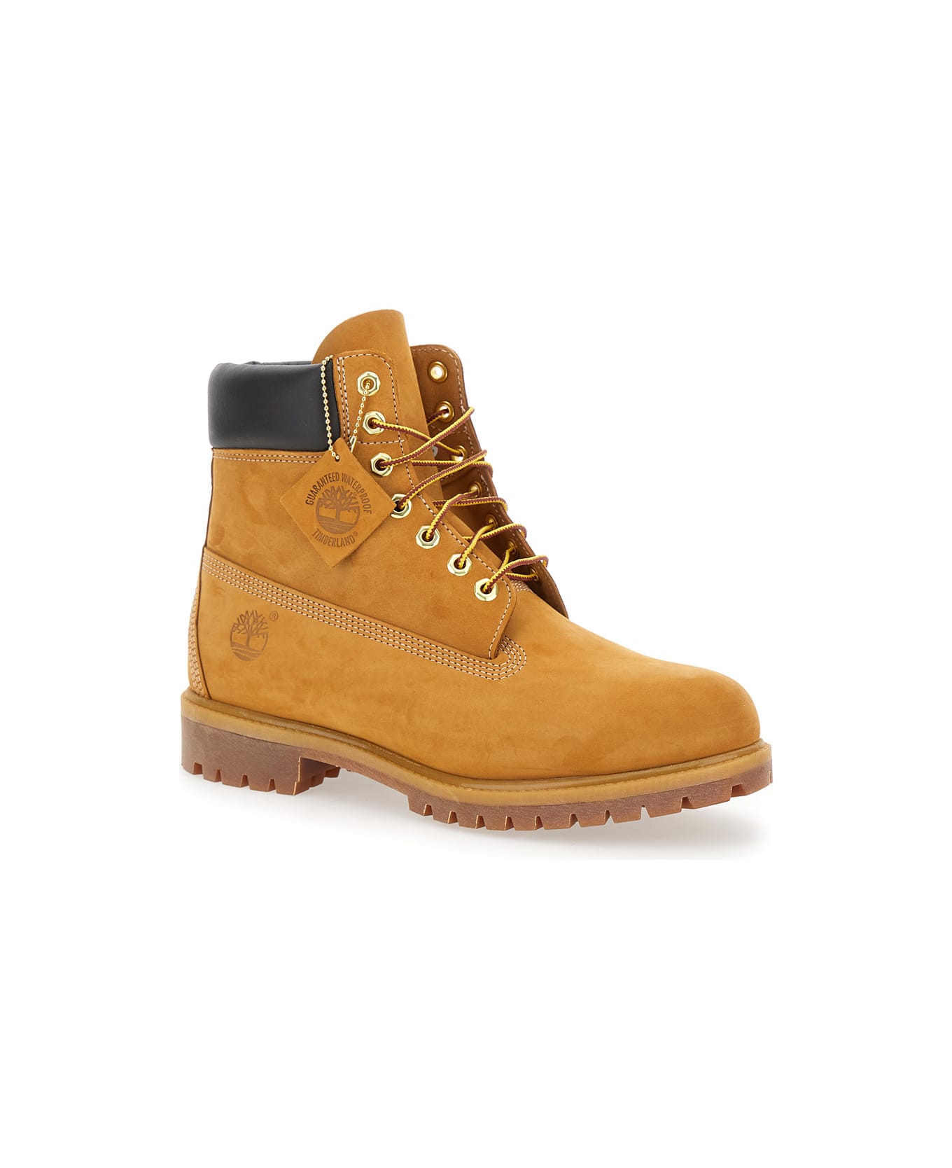 Timberland 
premium
 Beige Ankle Boots With Embossed Logo On The Side And Front Lace-up Closure In Leather Man - Beige