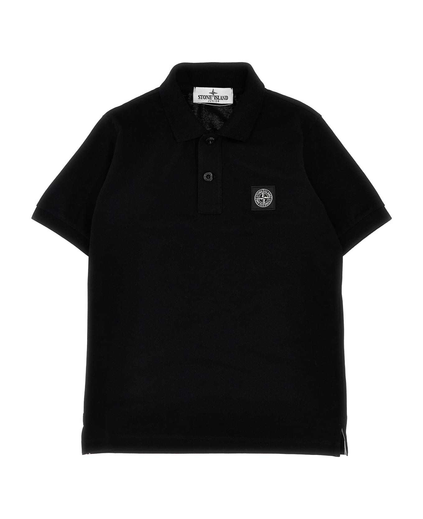 Stone Island Junior Logo Patch Polo Shirt - BLACK Tシャツ＆ポロシャツ