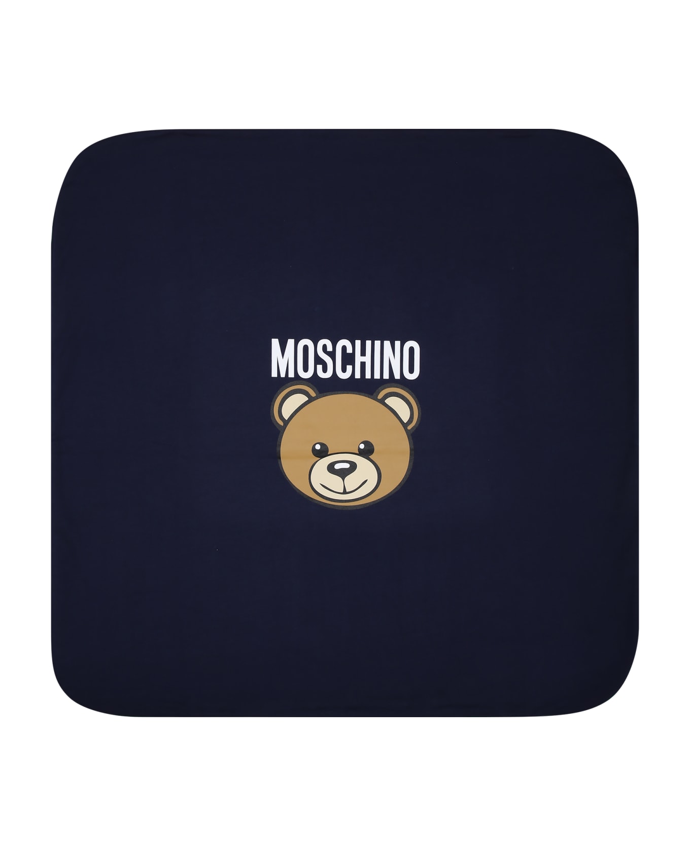 Moschino Blue Babies Blanket With Teddy Bear And Logo - Blue アクセサリー＆ギフト