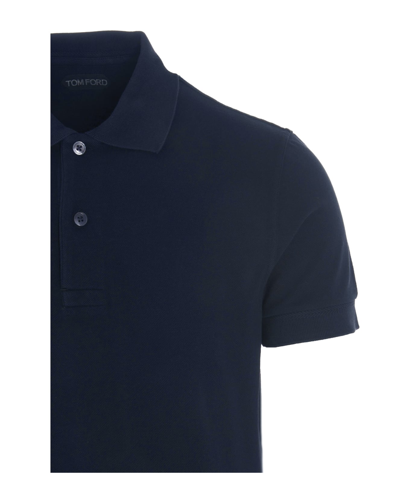 Tom Ford Piqué Cotton Polo Shirt - Blue