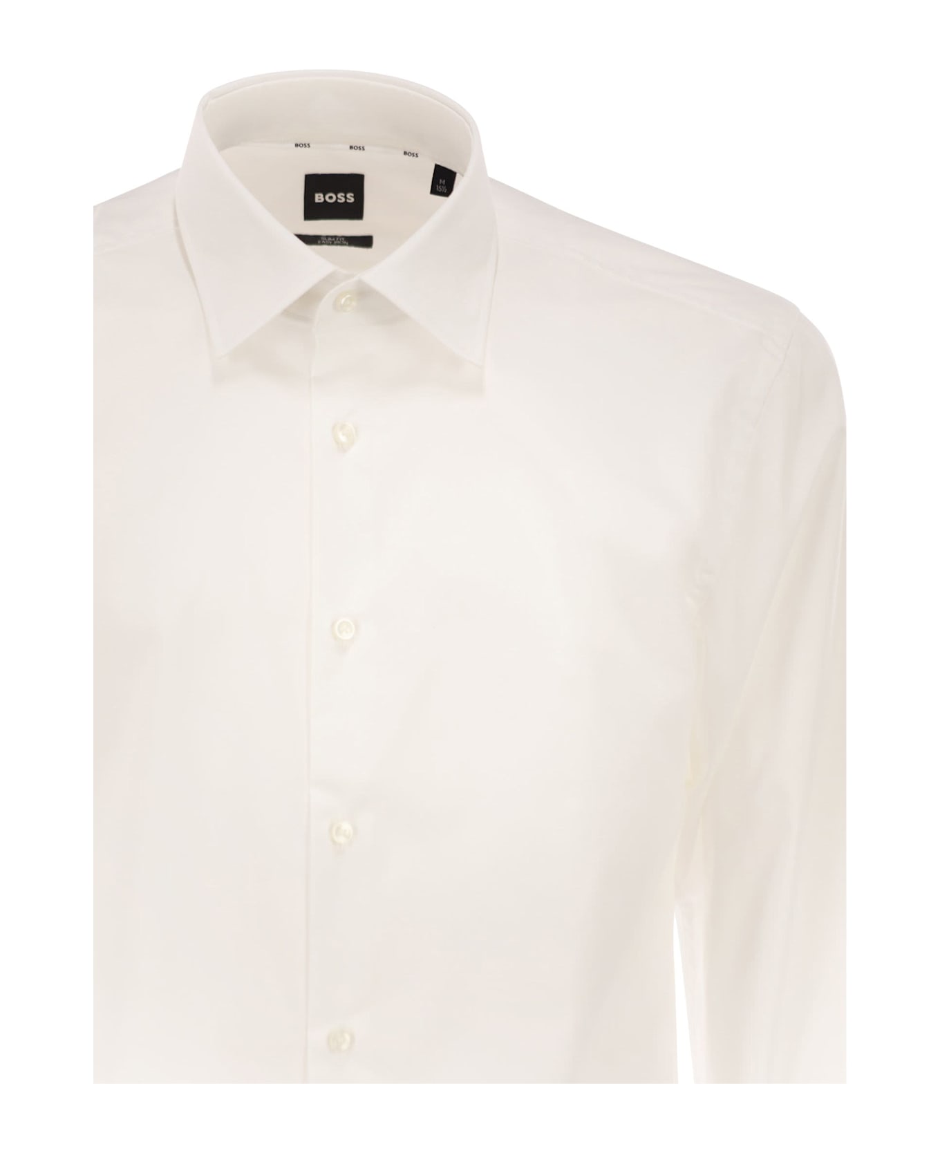 Hugo Boss Slim Fit Shirt In Easy-iron Stretch Cotton Poplin - White