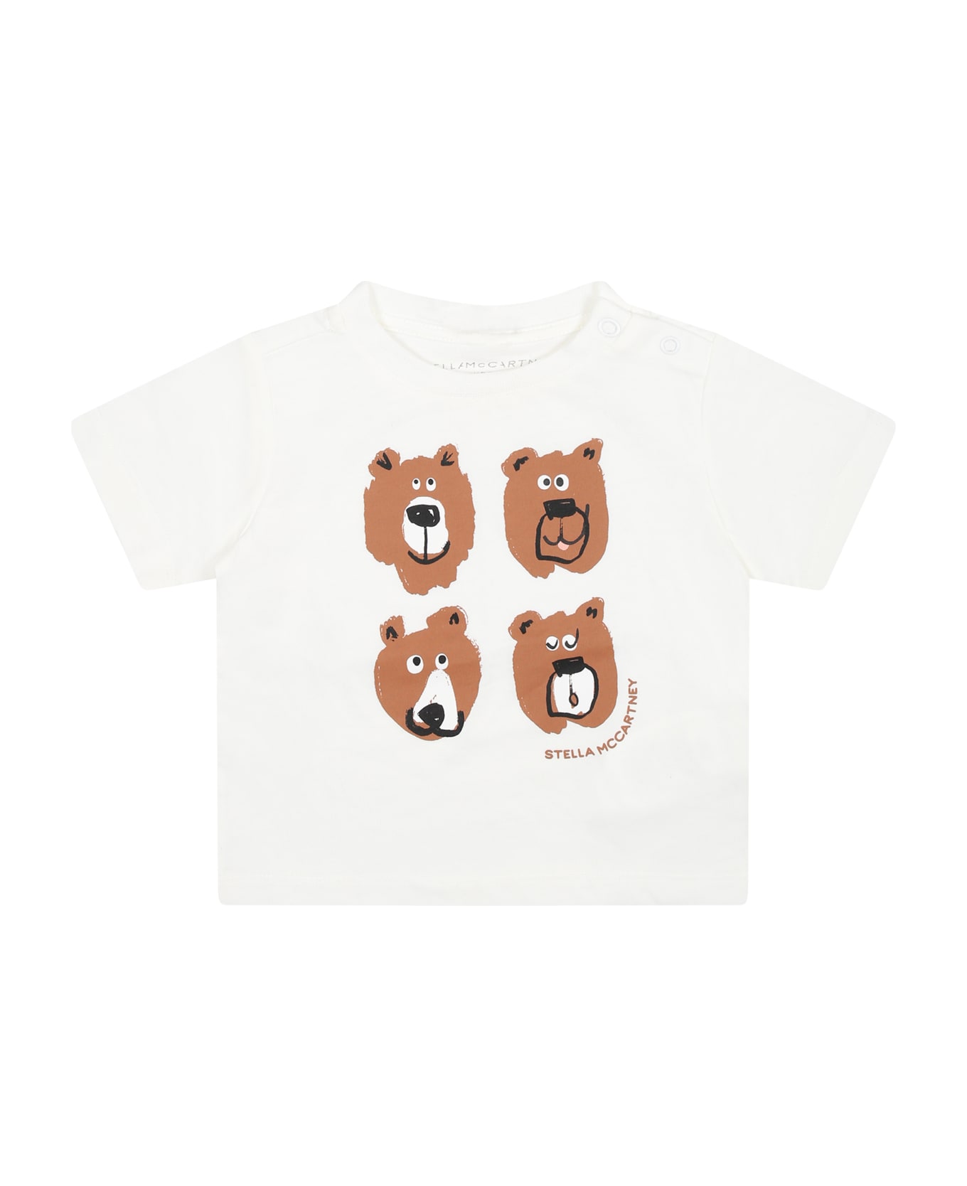 Stella McCartney Kids Ivory T-shirt For Baby Girl With Bears - Ivory Tシャツ＆ポロシャツ