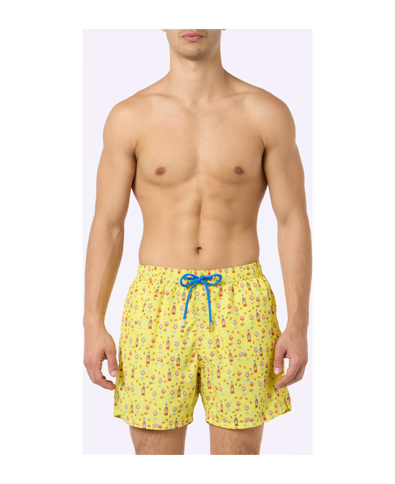 MC2 Saint Barth Man Lightweight Fabric Swim-shorts Lighting Micro Fantasy With Aperol Spritz Print | Aperol Special Edition - YELLOW