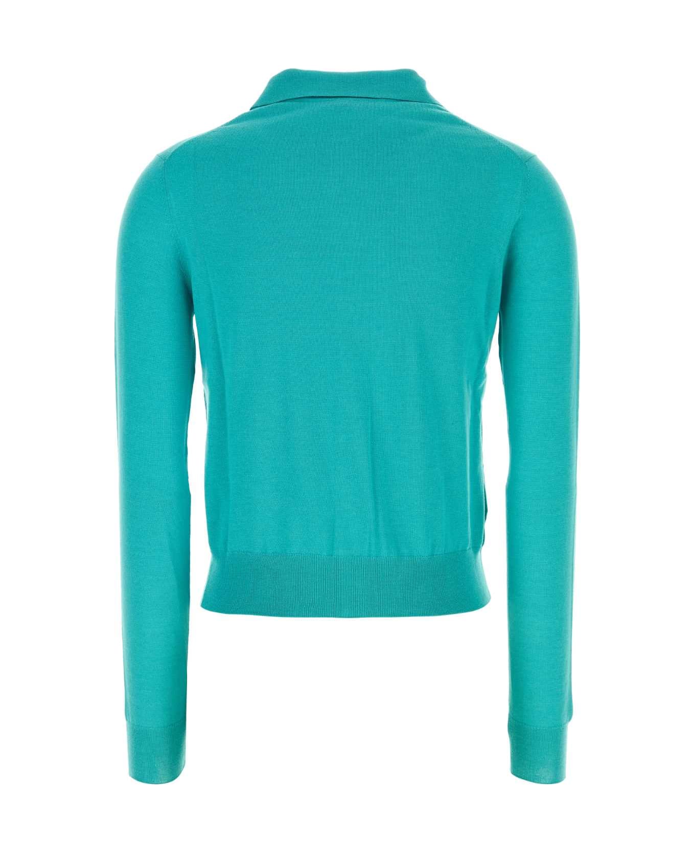 Miu Miu Turquoise Cashmere Blend Cardigan - TURCHESE