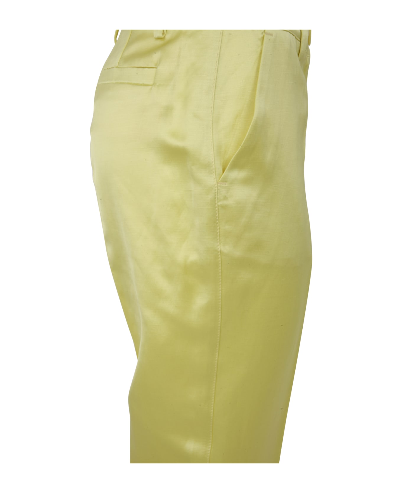 Parosh Satin, Viscose And Linen Trousers - Light Yellow