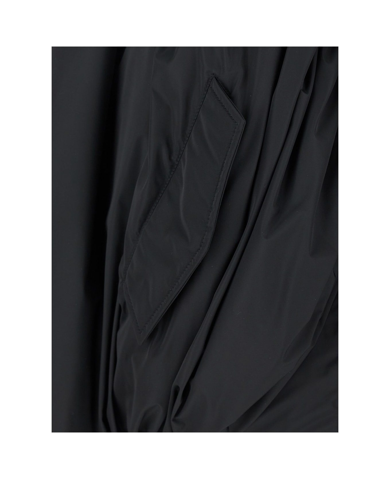 Balenciaga Black Bomber Draped Jacket With Elastic Rear Hem In Tech Fabric Woman - Black