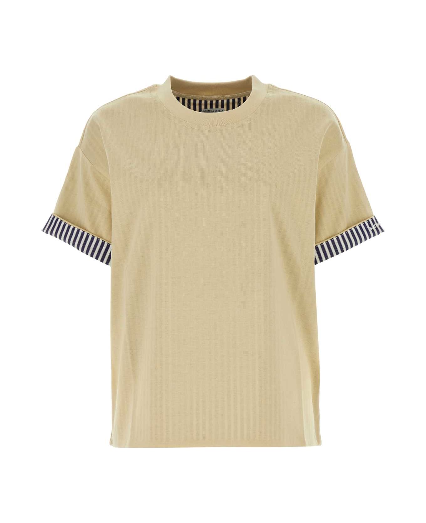 Bottega Veneta Cream Cotton T-shirt - SOAPSTONEBLUEWHITE