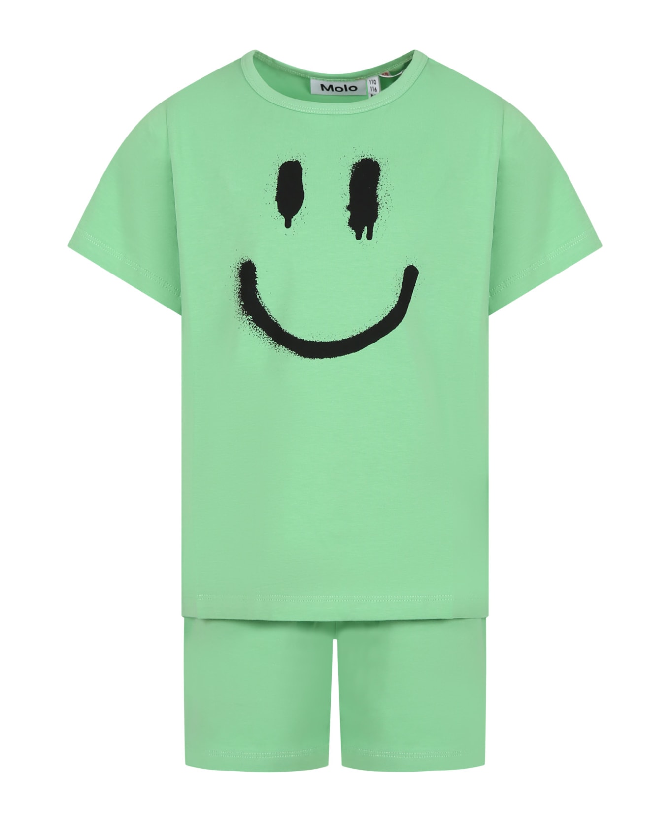Molo Green Pajamas For Kids With Smile - Green