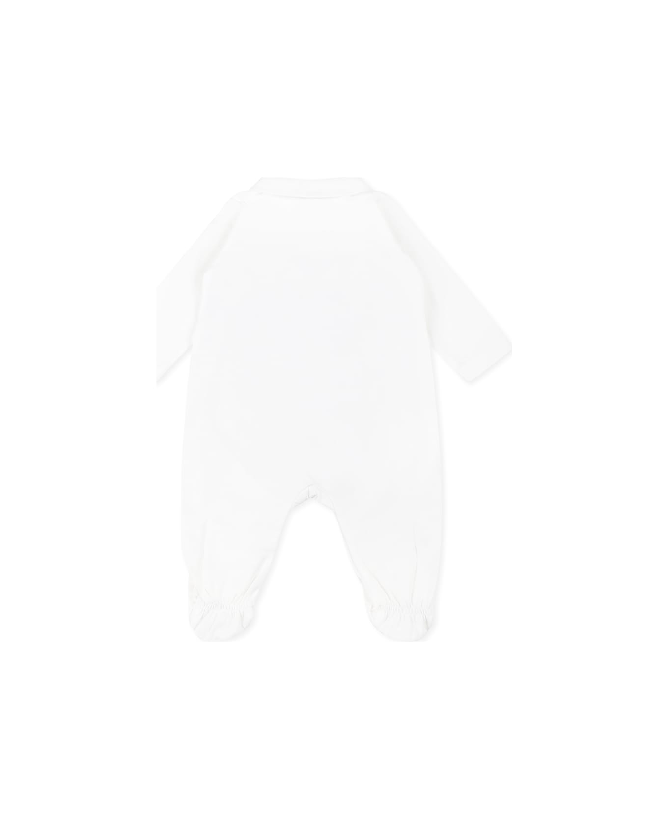 Emporio Armani White Babygrow For Baby Boy With Eagle - White