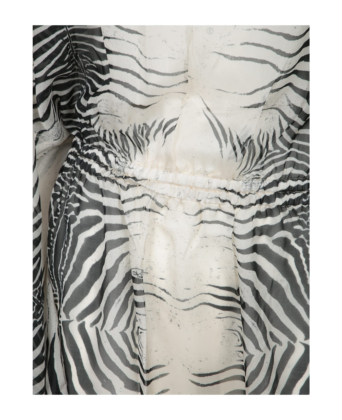 Roberto Cavalli Mini Kaftan Zebra Dress Black And White - White